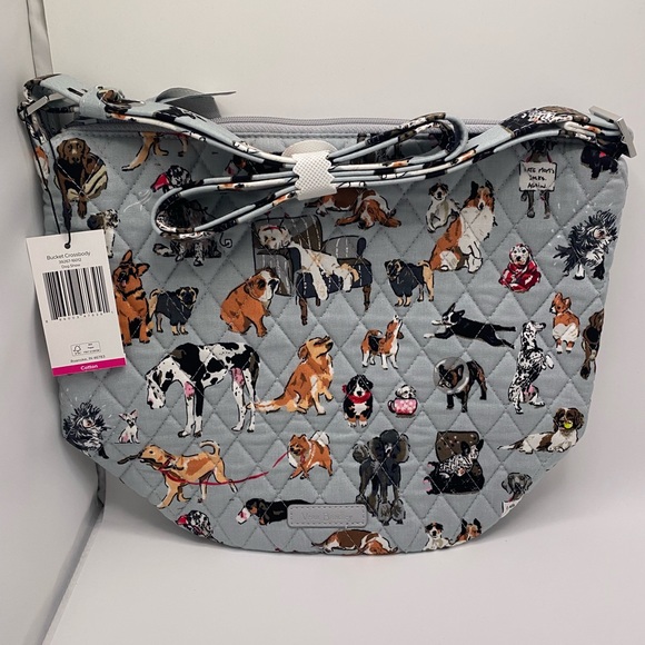 “Vera Bradley” Bucket Crossbody Bag in Cotton- (NWT) “Dog Show”Pattern - Picture 10 of 13